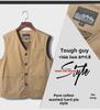 Extra Large Collarless Cotton Vest with Multiple Pockets for Spring/Autumn Outdoor Workwear