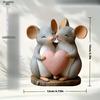 Плоская 2D акриловая фигурка мыши и сердца, Декорация для помещений и улицы - Батарейки/электричество не требуются, Декорация на каждый день, S