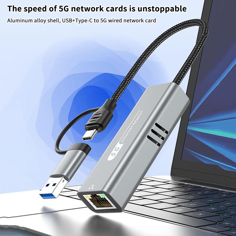 Адаптер USB 5 Гбит/с на Ethernet для ноутбука, чипсет RTL8157, 5000 Мбит/с USB3.2 на RJ45, сетевой конвертер 5G 2.5G 1G 100 Мбит/с