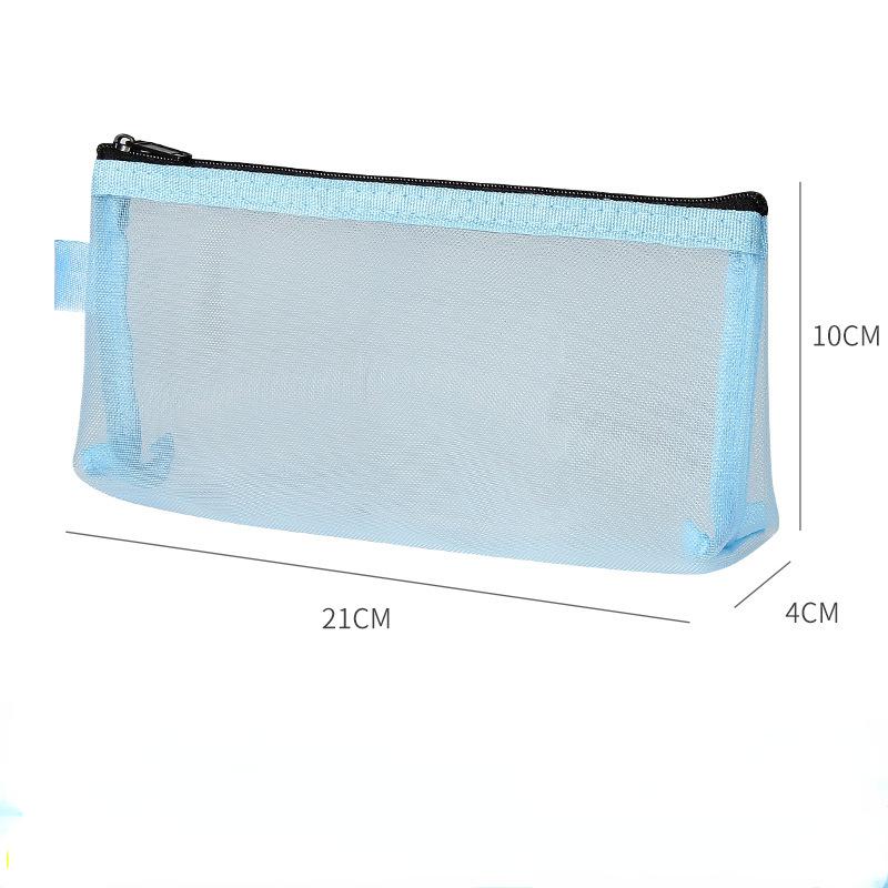 Large Capacity Simple Color Pencil Case Student Exam Series Hand Account Net Yarn Transparent Stationery Storage Supplies Bag