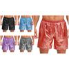 Mens Shiny Boxer Shorts Elastic Waistband Side Pocket Design Loose Fit Glossy Beach Shorts Loungewear