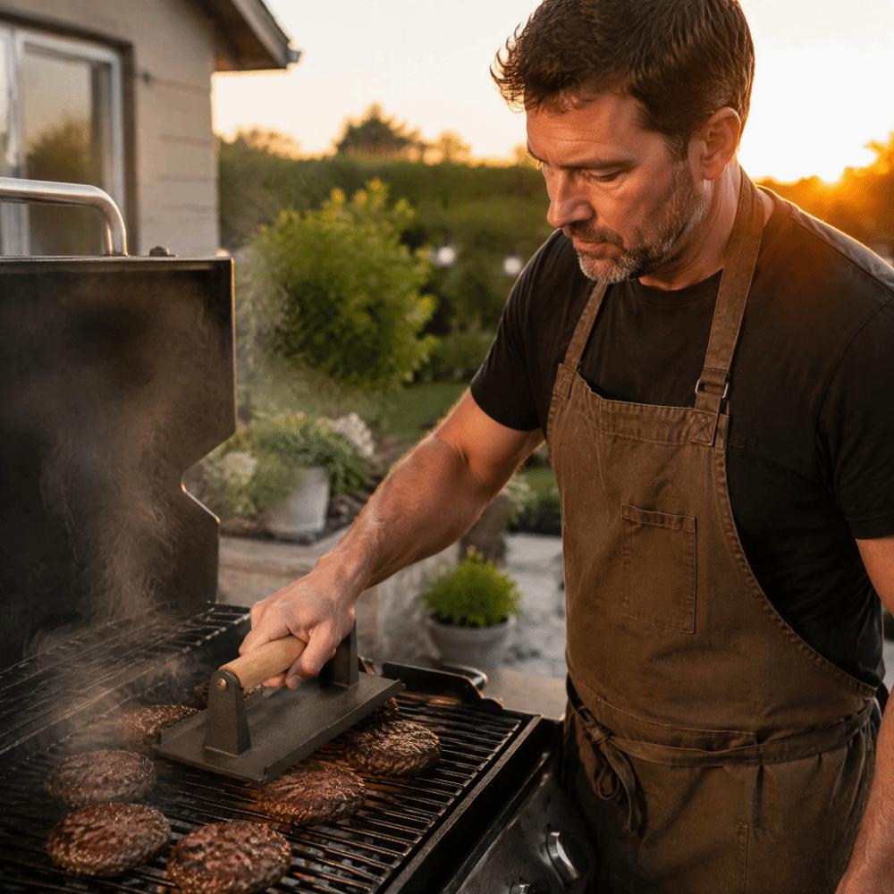 Cast Iron Cast Iron Grill Press Wood Handle Bacon Press Practical Burger Press Burger Bacon Steak