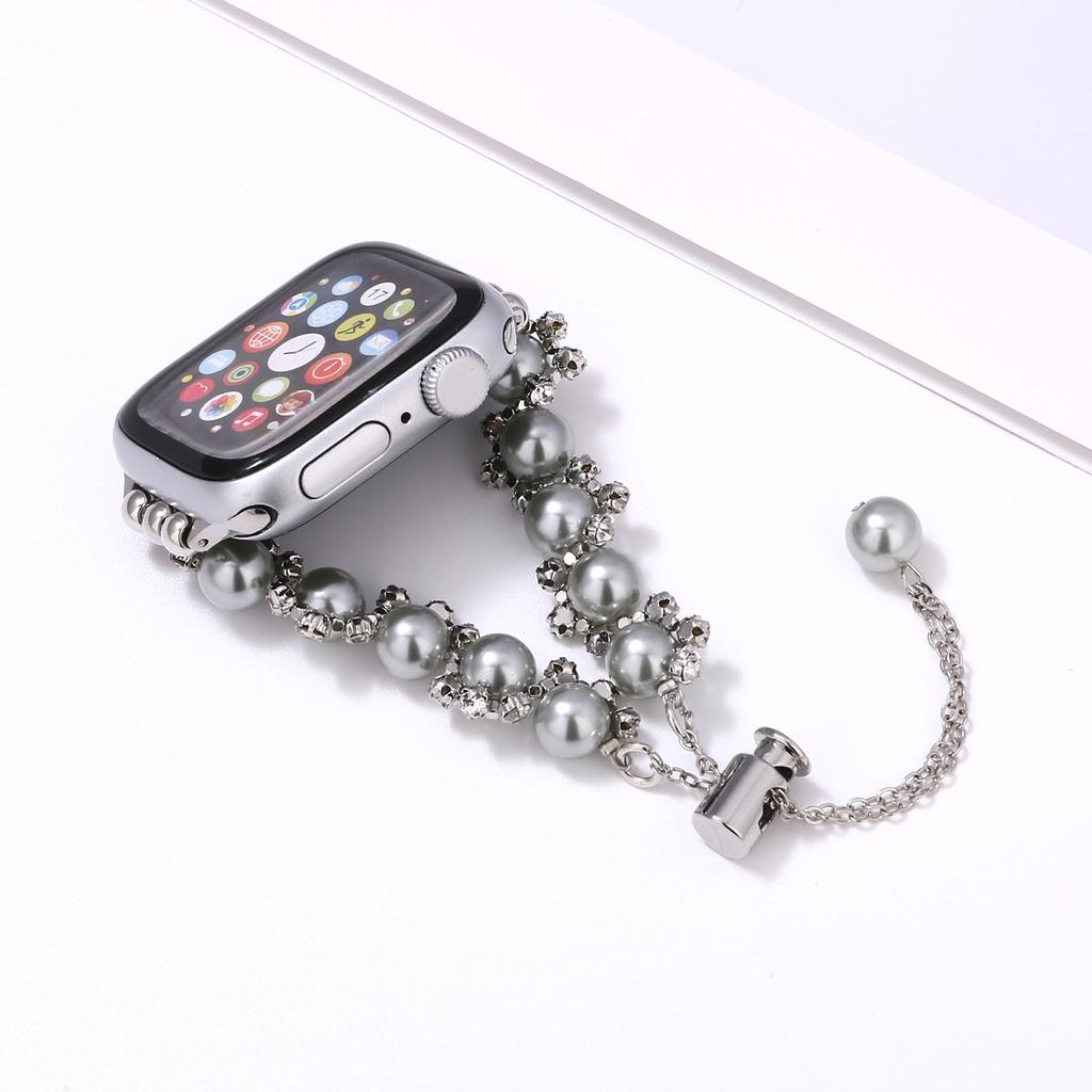 Pearl Decor Strap for Apple Watch Series 10 Ultra 9 8 7 SE 6 5 4 3 2 1 46mm 49mm 45mm 44mm 42mm Metal Watch Band