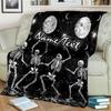 1PC Custom Name Skeletal Dance Stars Outdooor Flannel Blankets Throw Blanket All-Season Throw Gift Bedspread for Couch, Bed, Camping Holiday Birthday