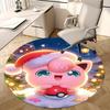 1pc Christmas Jigglypuff Pokémon Round Carpet - Anime Design, Holiday Gift, Office Chair Mat, Non-Slip Rug for Home Decor, Living Room