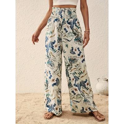 Женские модные повседневные брюки с цветочным принтом и высокой талией, брюки и капри