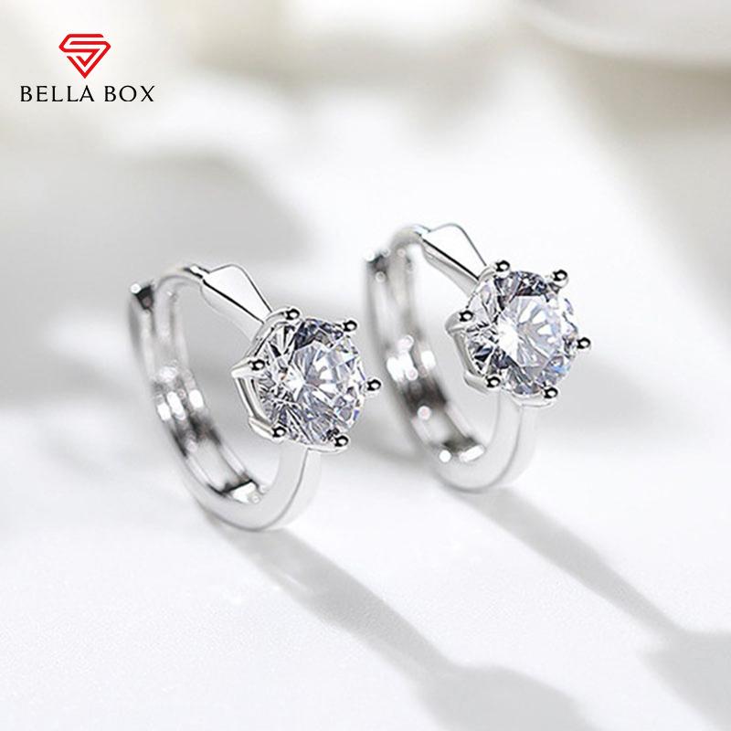 BELLA BOX Круглые серьги-кольца AAA с цирконием для женщин, изящные женские серьги для свадебной вечеринки, нежные подарки для девочек, модные простые ювелирные изделия