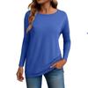 Women's Fashion Loose Round Neck Long Sleeve Solid Color T-shirt Top