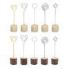 20Pcs Table Number Holders Wood Base Wedding Table Number Stands Picture Memos Note Photo Clip Holders for Weding Party