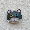 Handmade Genuine Leather Cute Cat Head Keychain with Heterochromatic Eyes - Unique Animal Design Charm Gift for Cat Lovers