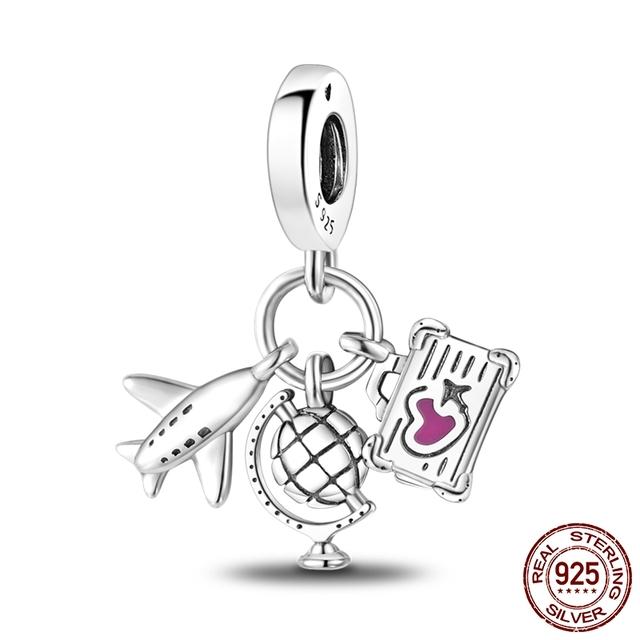 Globe Design Charm 925 Sliver Planet Earth Pendant Charm Beads Fit Fashion Style Bracelet Charms Jewelry Gift