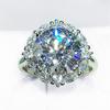 Elegant White Gold Plated Geometric Ring With Gorgeous 5 Carat Moissanite Gem