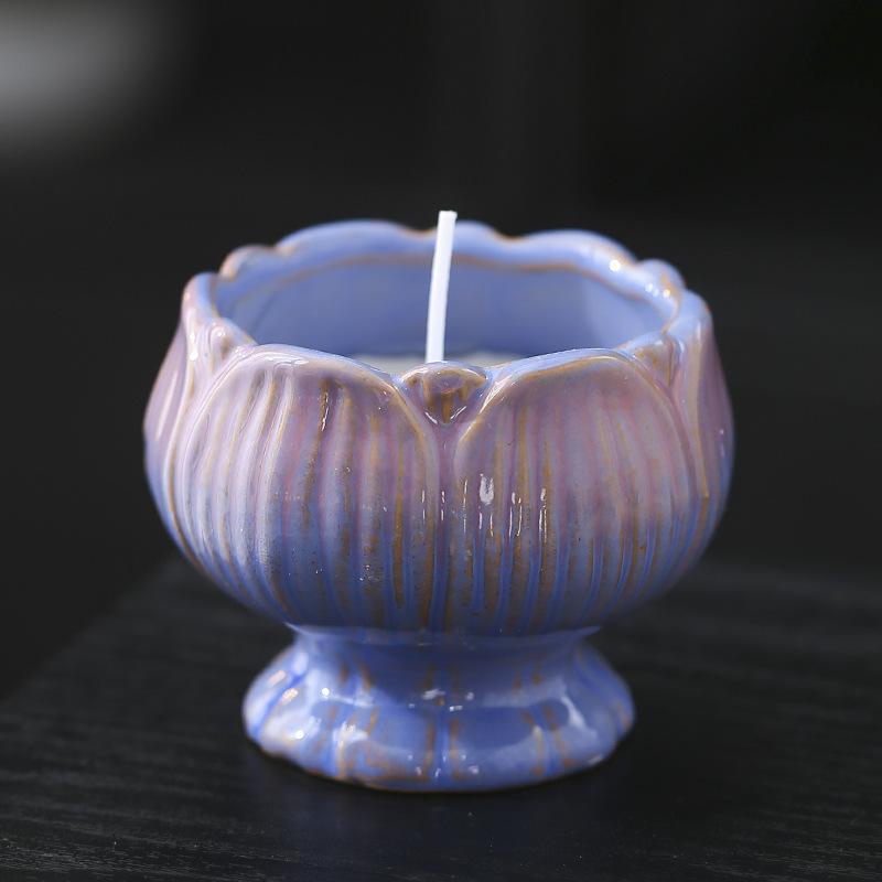 Керамическая подставка для свечей в виде лотоса для ароматерапии, пустая чашка, минималистичный подсвечник для помещений, изысканные украшения для украшения комнаты