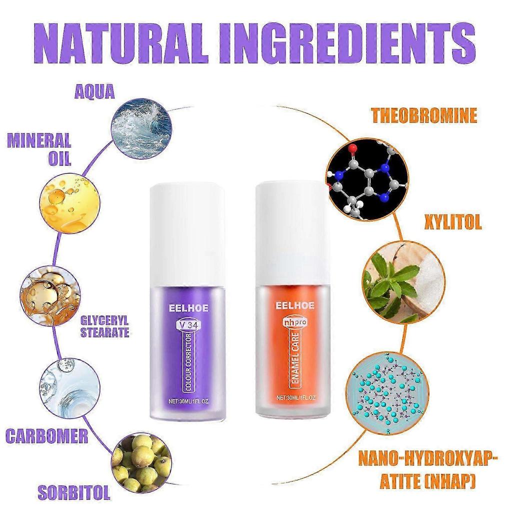 2025 V34 toothpaste purple orange toothpaste care teeth care oral cleaning tooth care set
