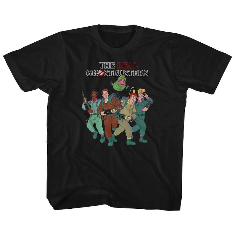 The Real Ghostbusters The Whole Crew Black Children's T-Shirt