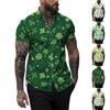 Мужская повседневная одежда весна-лето St. Мужская рубашка с короткими рукавами и принтом ко Дню Святого Патрика, мужской топ