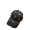 Fashion niche rhinestone cross baseball cap European and American personality street leisure hole cap four seasons hat