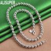 925 Sterling Silver 6mm Smooth Bead Ball Chain Necklace Fashion Wedding Jewelry