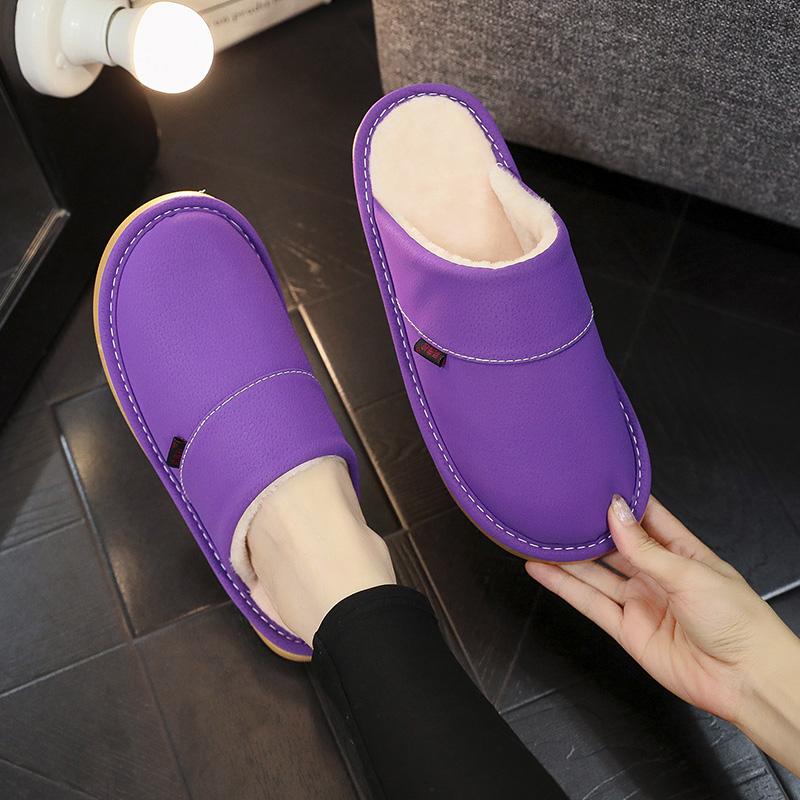 Женские новые хлопковые тапочки, домашние водонепроницаемые нескользящие теплые зимние тапочки, кожаные тапочки для спальни Baotou