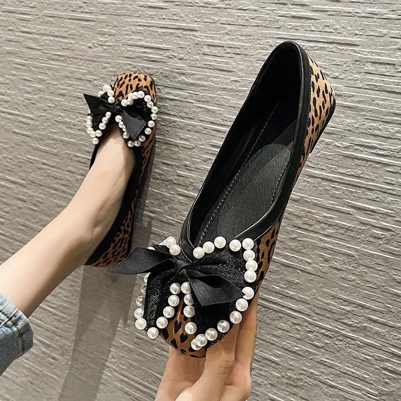 2024 Spring Summer Shoes Women Flats Elegant Ladies Leopard Shoes Fashion Brand Woman Boat Shoes Flat Plus Size 42 A4376