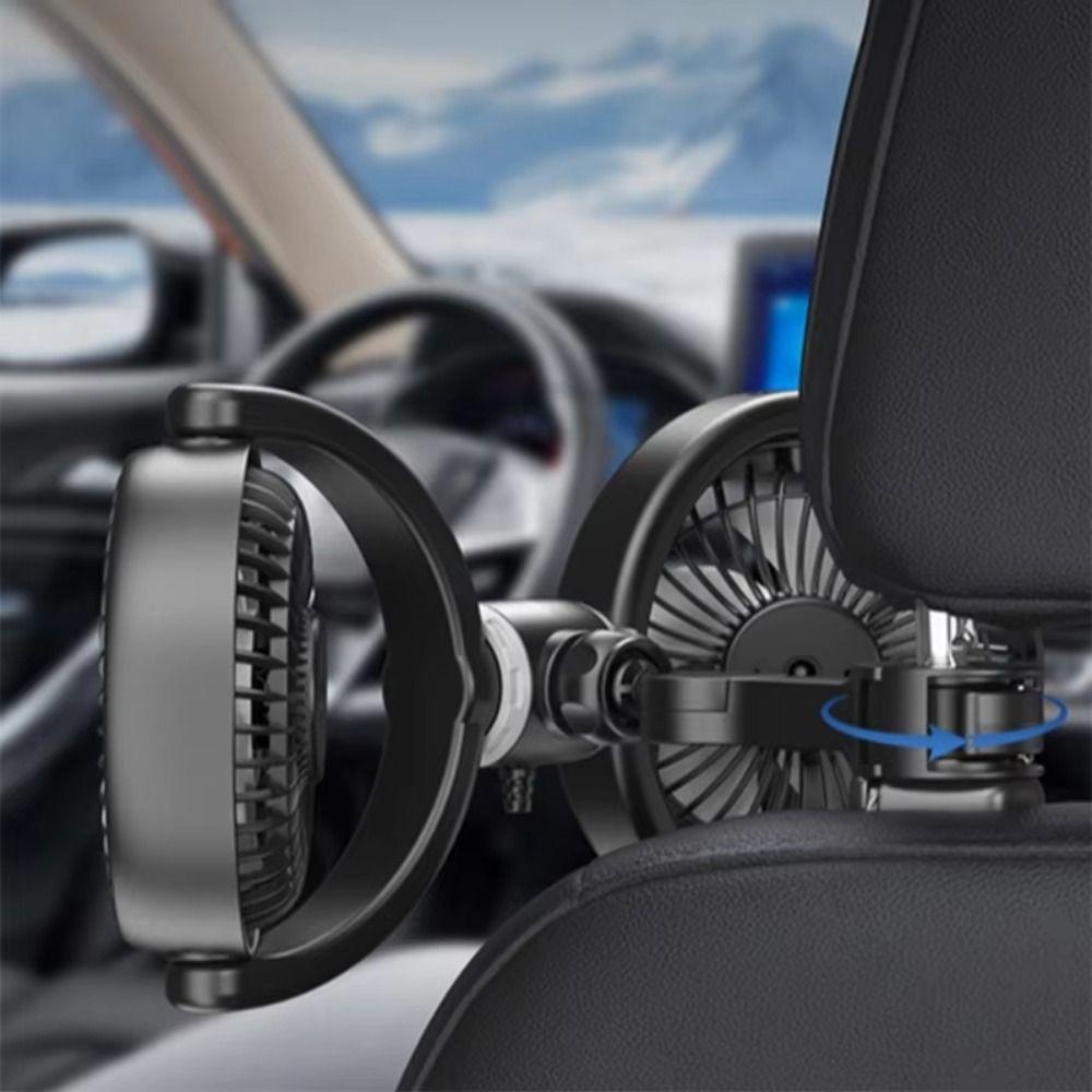 Multiple Speed Double Head Car Fan 360° Rotating Electric Fan Portable Car Seat Fan Summer