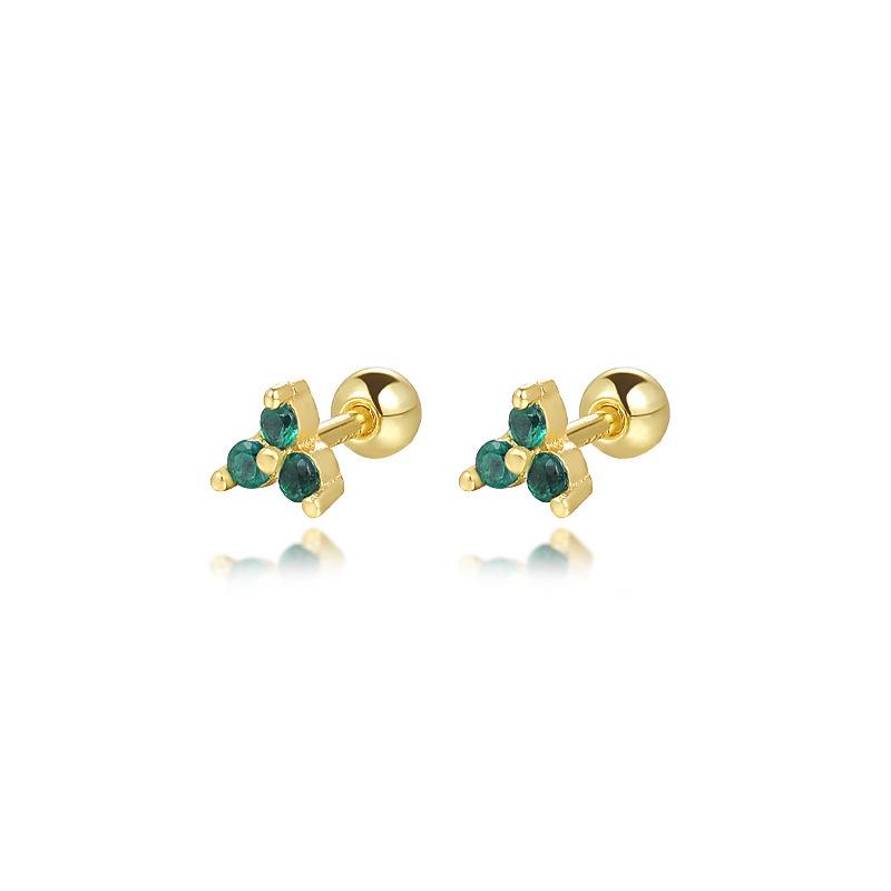 925 Sterling Silver Cartilage Stud Women's Earrings Zircon Flower Ear Lobe Tragus Helix Lip Rings Jewelry
