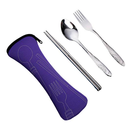 Набор столовых приборов с сумкой на молнии, набор дорожной посуды из нержавеющей стали, вилка, ложка, палочки для еды, прочный чехол для хранения для домашнего ресторана, на открытом воздухе