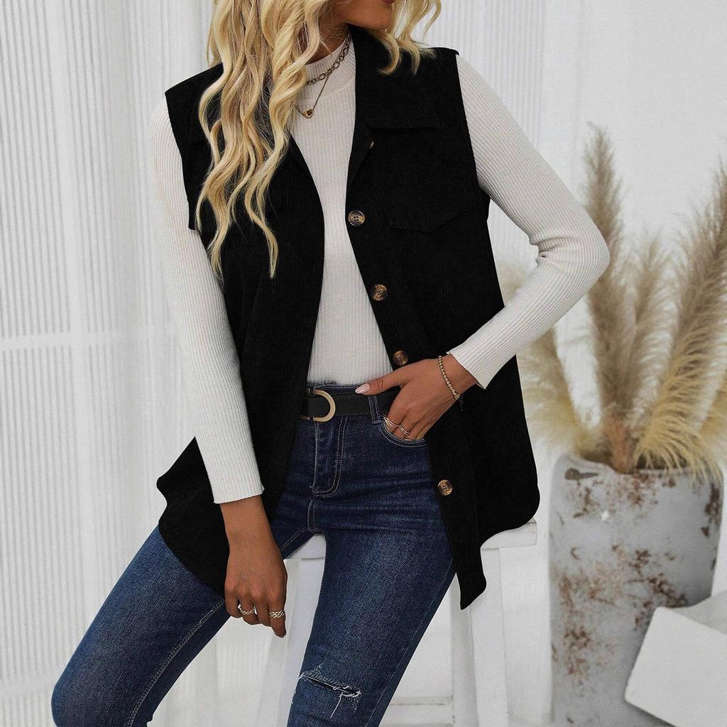 Spring and Autumn Women's Waistcoat, Lapel Cardigan, Casual Commuting Women's Vest