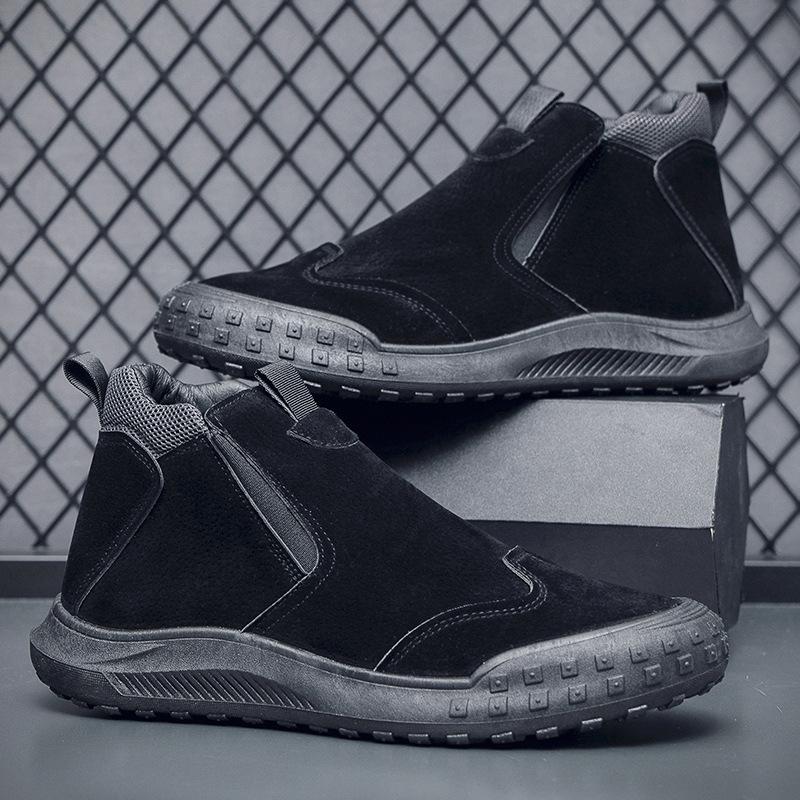 Обувь для страхования труда 2025 года, новая осенняя обувь для строительства в Баотоу, мужские модные ботинки Martin с одной педалью и мягкой подошвой, высокие спортивные ботинки