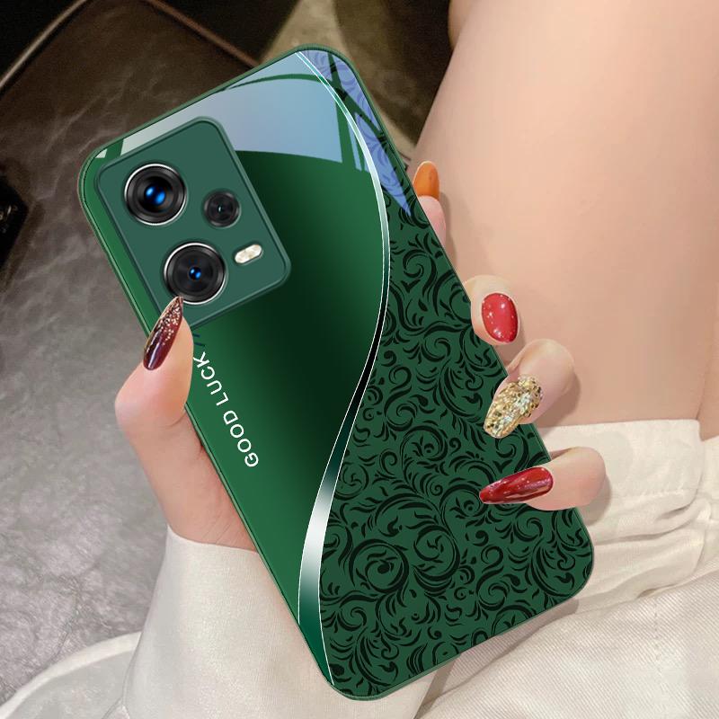 Градиентный черный узор для Xiaomi 14 Ultra 13 Lite Redmi Note 13 11 Pro 12 Plus Poco X6 3 Pro F4 6 GT Чехол для телефона из закаленного стекла