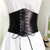 Slimming Body All-match Skirt Decorations Elastic Waist Strap Wide Waistband PU Leather Cummerbund