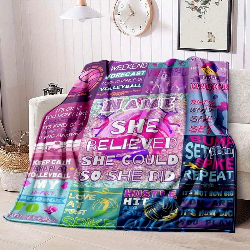 Pink Volleyball Customize Your Name Blanket Warm Comfortable And Soft Blankets Are Suitable For Home Lunch Break Blanket Office Sofa Sofa Gift To