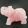1.5" Carved Rose Quartz Elephant Lucky Ornament Craft Feng Shui Statue Figurine