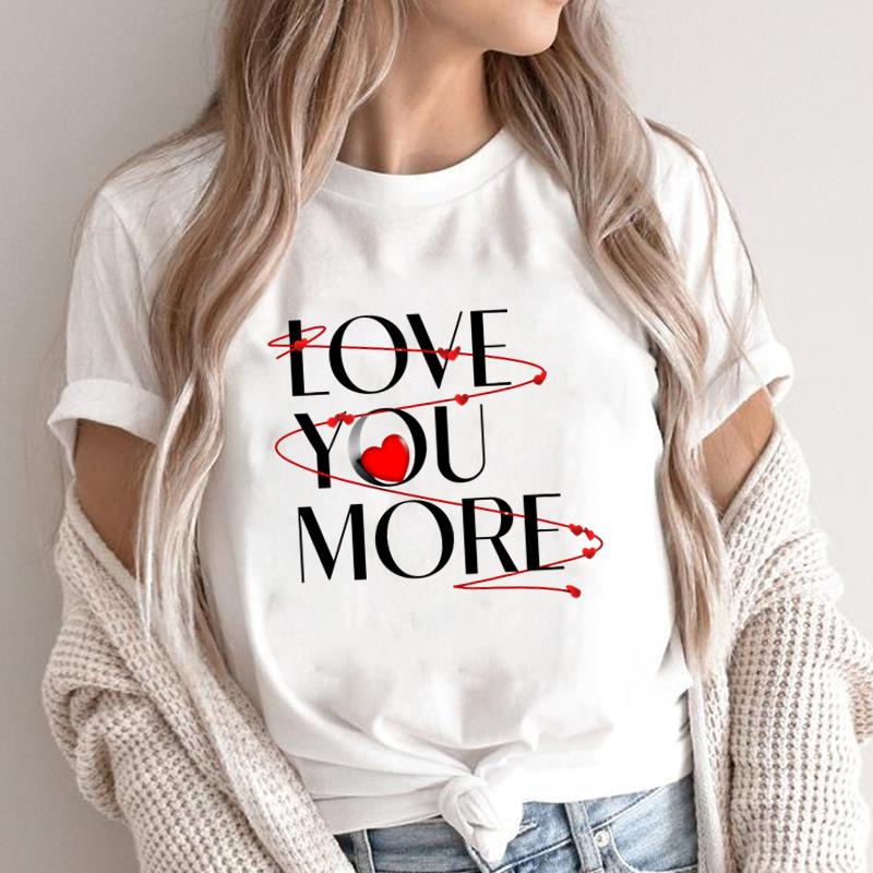 (Asian Size) letter lovely style Fashion Female Casual Clothing Graphic Tee Women's Top Print O-neck T Short Sleeve T-shirts