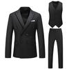 Men's Spring and Autumn Plus Size Double Breasted Solid Color Lapel Jacket+vest+casual Pants Suit Three Piece Set
