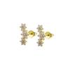 ANDYWEN 925 Sterling Silver Three Flower Stud Earring  Luxury Women Fashion Crystal Luxury Jewelry For Wedding