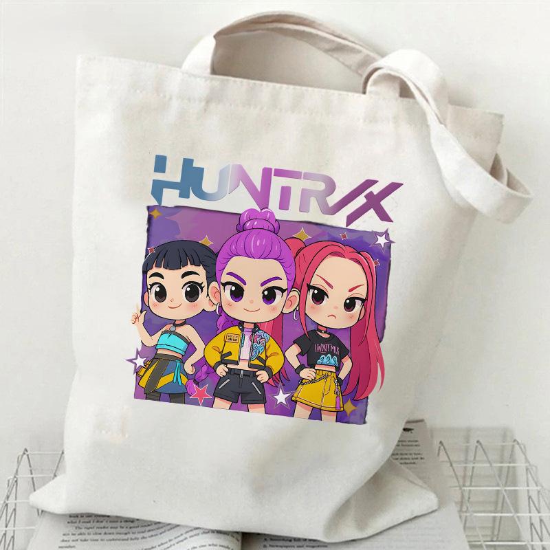 KPOP Demon Hunter Group Принт Холщовая Сумка Точечная Женская Повседневная Сумка Сумка для Шоппинга KTY