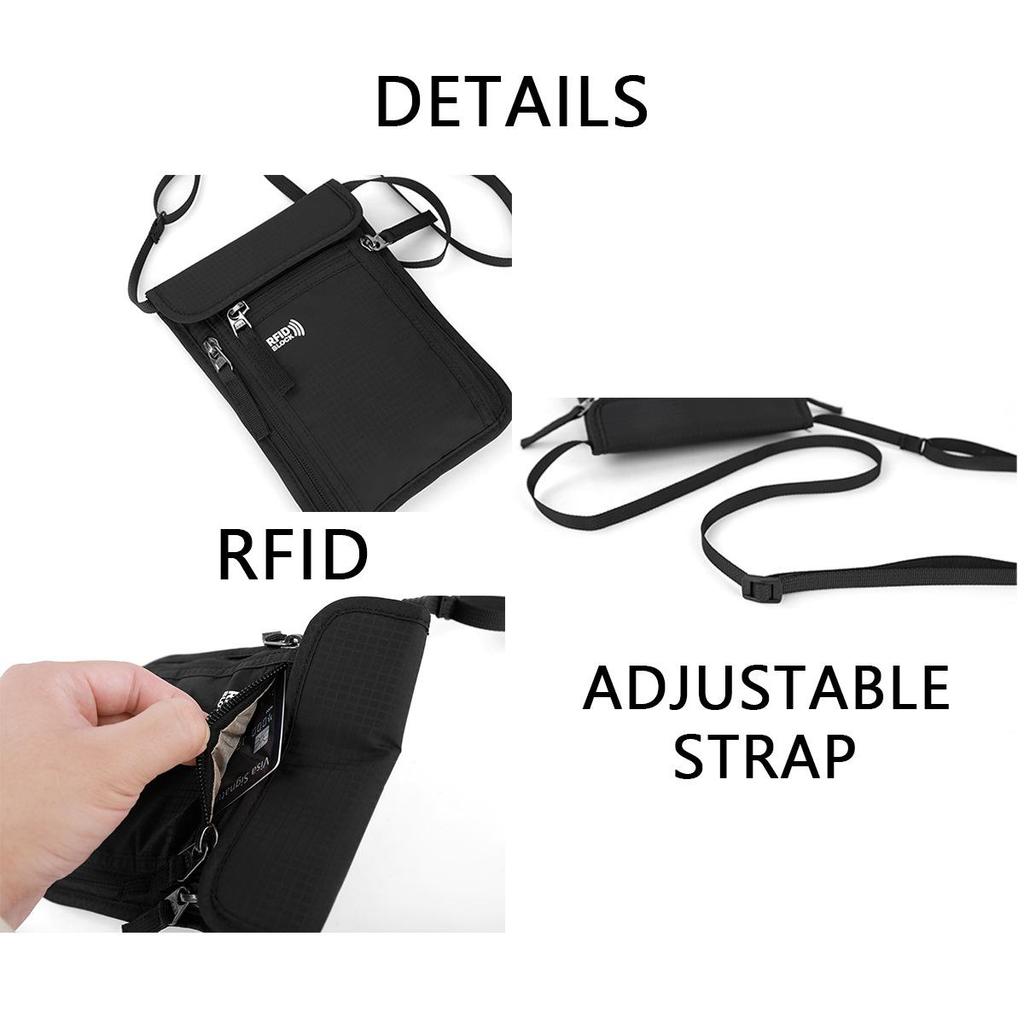 Waterproof RFID Travel Passport Holder & Multifunctional Neck Pouch