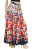 Women's Multicolour Floral Printed Cotton Elastic Waist Long Skirt-L