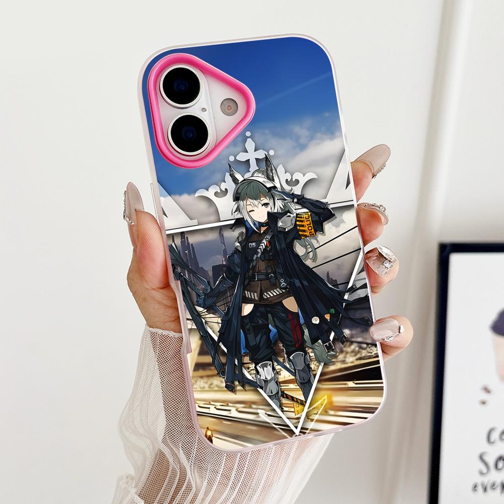 Arknights Grani Jelly Двухслойный Чехол для Мобильного Телефона Розово-Красный для iPhone 17 16 15 14 13 12 11 Air Pro Max Plus Защитный