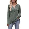 Autumn Women's Casual V-Neck Buttoned Milled Blouse Long Sleeve Top
