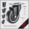 Houde HOD Heavy-Duty Silent Trolley Casters, 3-5 Inch, Black Polyurethane, Wear-Resistant Universal Wheels