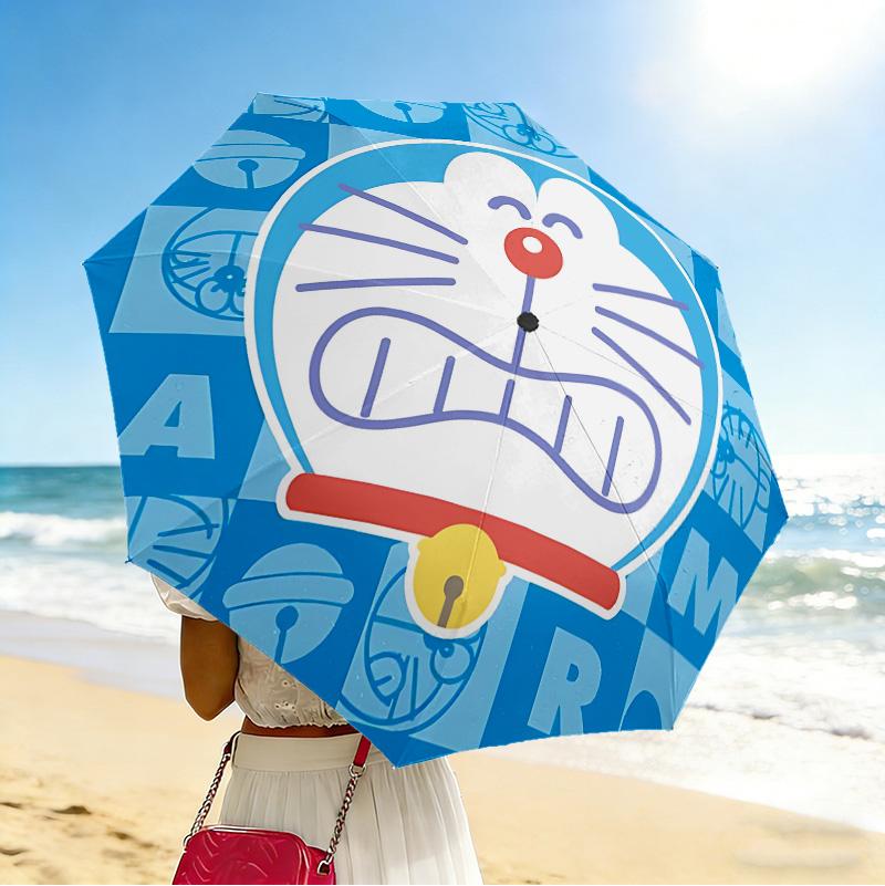 Doraemon Icon 8 Ribs 3Fold Black Glue Uv Protection Umbrella Sun Protection Rainproof Compact Folding Umbrella For Travel Daily Use C92357