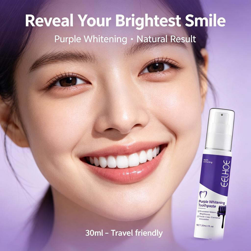 New Purple Whitening Toothpaste – Teeth Color Corrector Restores Nature Brightness Enamel Safe Fresh Breath Daily Oral Care