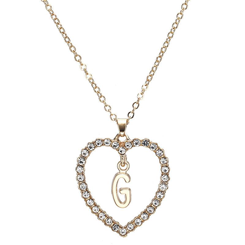 Шикарное европейское и американское бриллиантовое колье в форме сердца с 26 буквами, дизайн персикового сердца. Универсальная и элегантная цепочка на ключицу для женщин.