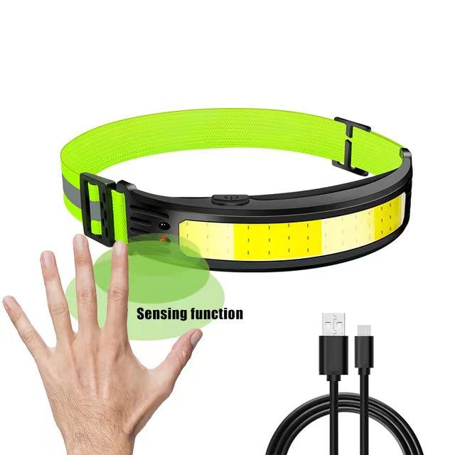 Датчик Мощный светодиодный налобный фонарь COB Фара Водонепроницаемая USB перезаряжаемая налобная лампа Встроенный аккумулятор фонарик Рабочий свет