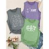 Simple lines, heart-shaped kitty, English letter series, sister outfit with printed pattern, round neck3Sleeveless vest spring/summer women's top