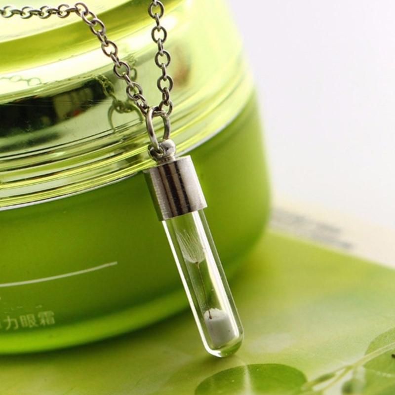 Glass Perfume Vial Pendant Wishing Bottle Clear Charm Glass Bottle Necklace Jewelry Gift Glass Bottle Necklace Transparent Glass