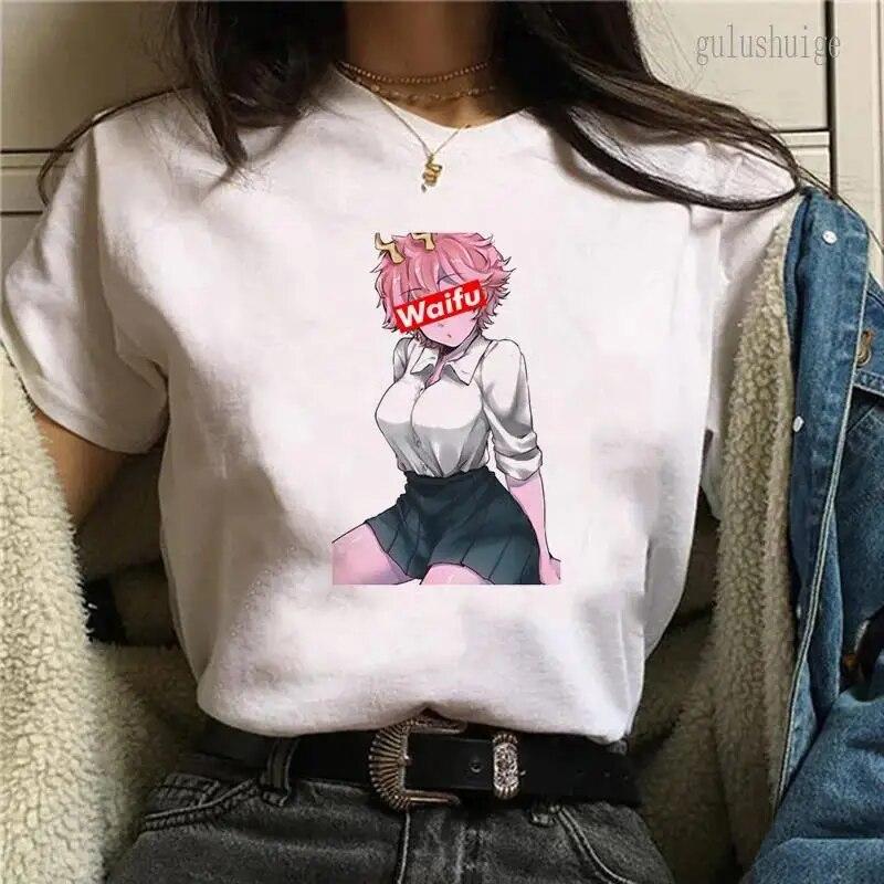 Футболка с графическим принтом «Мой герой Академии» японского аниме, модная женская футболка с круглым вырезом с коротким рукавом, повседневная футболка больших размеров