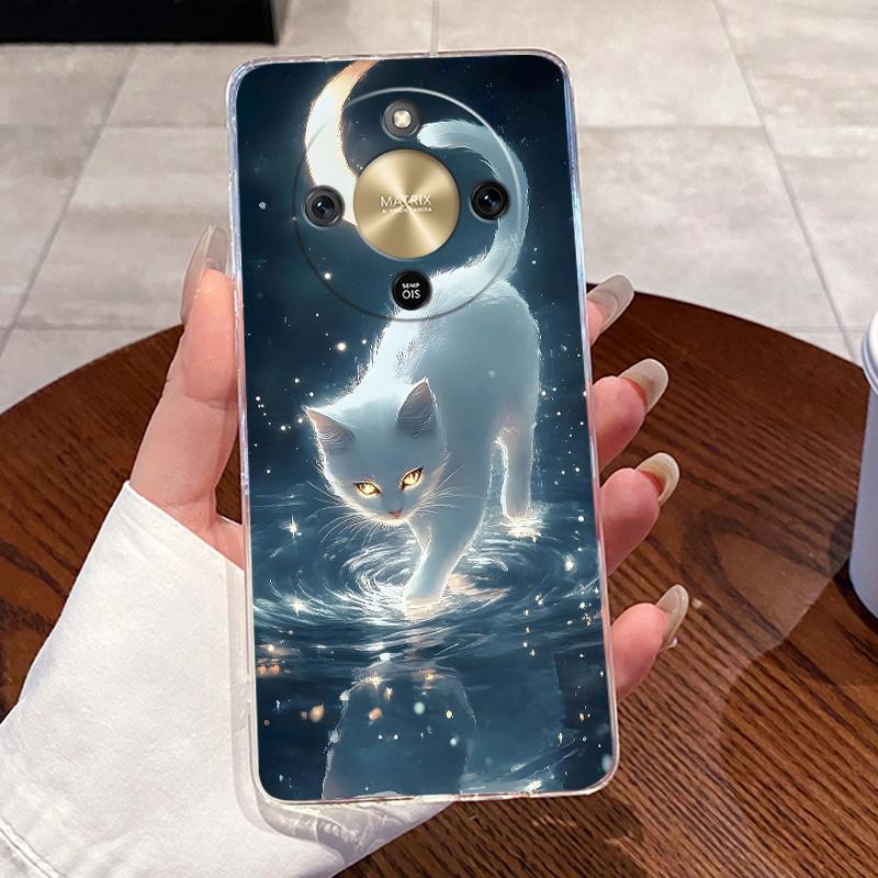Чехол для Honor X9d Case 5G Эстетичный Модный Милый Мультяшный Кот Мягкий Силиконовый Задний Чехол HonorX9d X 9d 5G Прозрачный Чехол для Телефона